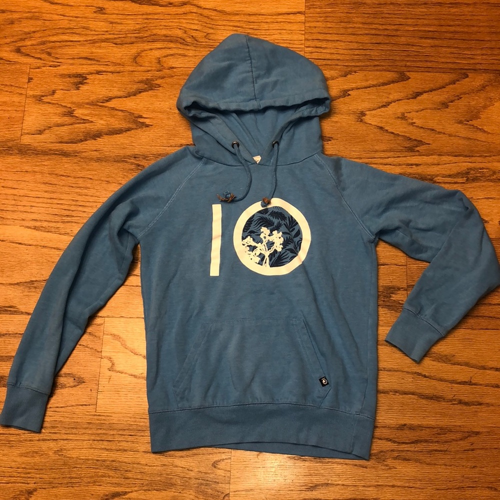 light blue IO brand womans hoodie
